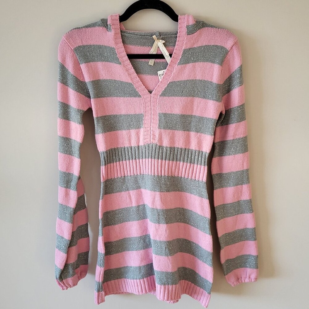 MKM Designs Medium Pink and Gray Knitted Sweater Blouse